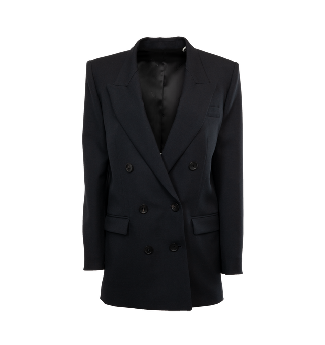 Image 1 of 3 - BLACK - ISABEL MARANT Nevimea Blazer featuring V neck, side pockets and button closure. 100% virgin wool. 