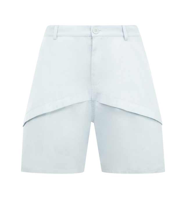 Image 1 of 3 - BLUE - LOEWE PAULA'S IBIZA Short in lightweight cotton featuring an asymmetrical panelled construction, relaxed fit, short length, mid waist, concealed zip fly, slash pockets, rear patch pockets and LOEWE embossed leather patch placed at the back. Cotton. Made in Italy.