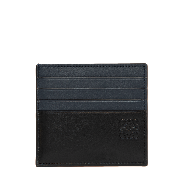 Image 1 of 3 - NAVY - LOEWE Open Plain Cardholder featuring bicolour shiny calfskin, open side, eight card slots, one central pocket, calfskin lining and embossed Anagram. Shiny calf. Made in Spain. 