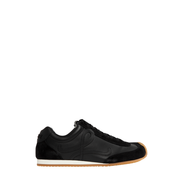 Image 1 of 5 - BLACK - LOEWE Ballet Runner 2.0 in soft calfskin featuring an asymmetrical toe shape, a sock-like internal structure, a lightweight rubber outsole that extends to the toecap, L monogram at the side, embossed Anagram on the tongue and injected rubber LOEWE on the heel tab. Soft Calf. Made in Italy.