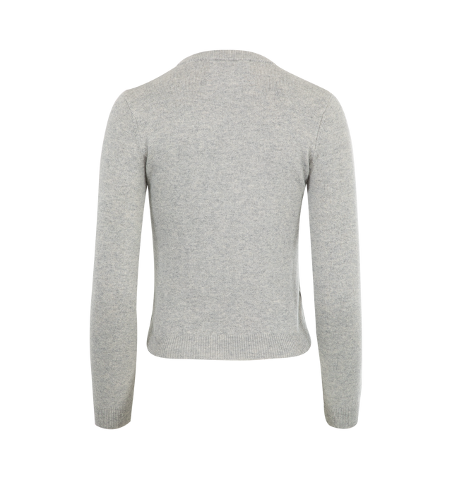 Image 2 of 2 - GREY - EXTREME CASHMERE Kid Sweater featuring slim-fit, cropped length, crew-neck, long sleeves and rib knitted at the neck, cuffs and hem. 89% cashmere, 10% nylon, 1% spandex.