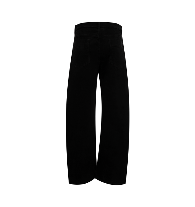 Image 2 of 3 - BLACK - Nili Lotan Mid-rise relaxed barrel leg pant in Italian brushed stretch twill cotton. Slant pockets. Back patch pockets. Coin pocket. Hidden hook-and-bar closure. Zip fly. Belt loops. Made in USA. 98% Cotton, 2% Elastane.