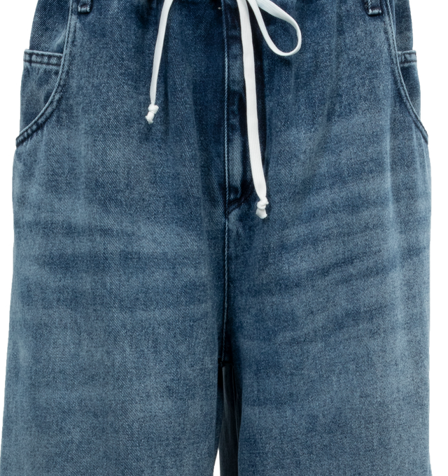 Image 3 of 3 - BLUE - ISABEL MARANT Jordy Pant featuring a high-waist paper bag jean with a baggy wide-leg fit and a medium wash with fading throughout. 100% cotton. 