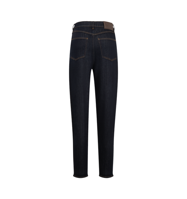 Image 2 of 3 - BLUE - Loewe Women's Jeans are crafted from lightweight stretch cotton denim and feature a slim-fit silhouette with a regular length. Designed with a mid-rise waist, tapered leg, classic five-pocket construction, concealed zip fly, and a puffy LOEWE embossed leather patch at the back. Main Material: 98% Cotton, 2% Elastane. Made in Italy.