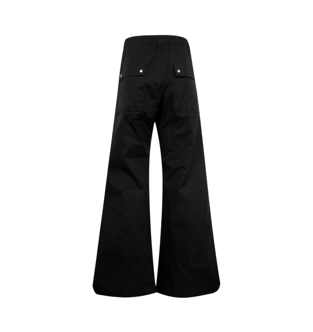 Image 2 of 3 - BLACK - RICK OWENS Wide Bela Trousers featuring front zip fastening, elasticated drawstring waistband, exposed zipper, two diagonal pockets to the sides and two rear flap pockets