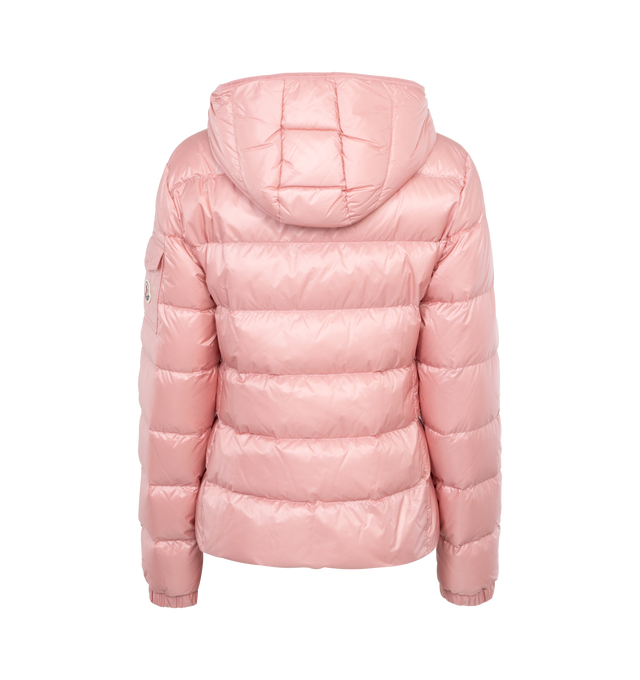 Image 2 of 3 - PINK - MONCLER Gles Down Jacket featuring longue saison lining, down-filled, hood, inner front flap, zipper closure, zipped pockets and chest pocket with snap button closure. 100% polyamide/nylon. Padding: 90% down, 10% feather. Made in Moldova. 