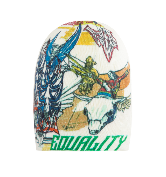 Image 1 of 2 - MULTI - WHO DECIDES WAR Americana Knit Hat featuring original printed artwork. 100% cotton.