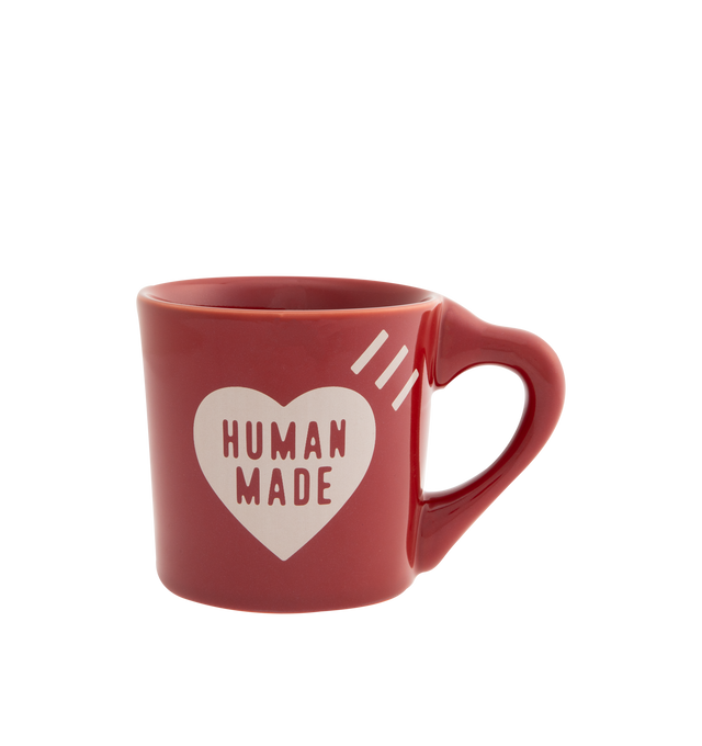 Image 1 of 2 - RED - HUMAN MADE Coffee Mug featuring porcelain body and iconic heart logo graphic on the side and on the bottom. Height: 8.5cm. Diameter: 8cm. Made in Japan.