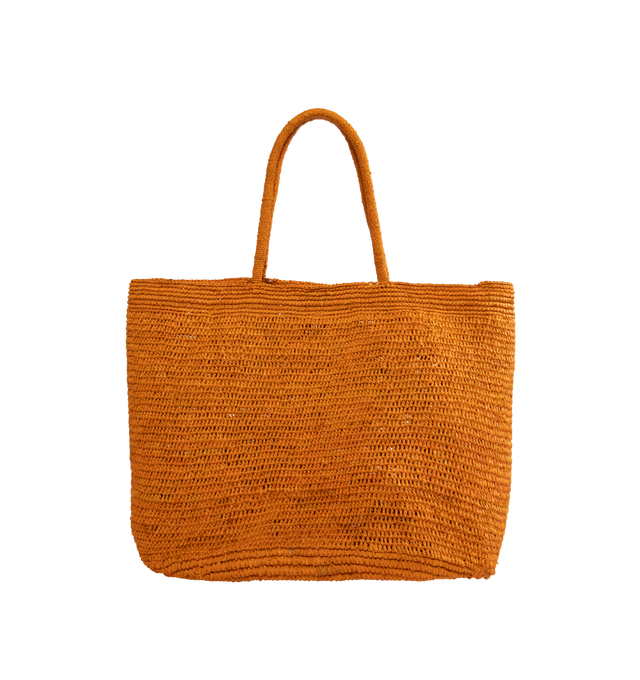 Image 1 of 3 - BROWN - THE ROW Oregon Bag featuring natural raffia with integrated shoulder straps, dimensional texture and removable leather pouch. 100% raffia. 17" W x 13.25" H x 11". Made in Italy.