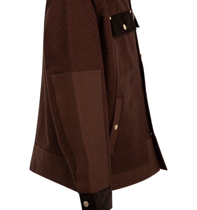 Image 3 of 3 - BROWN - CARHARTT WIP Workwear Safari Jacket featuring button closure, flap pockets at chest, welt pockets at front, button cuffs and gold buttons. 100% cotton.