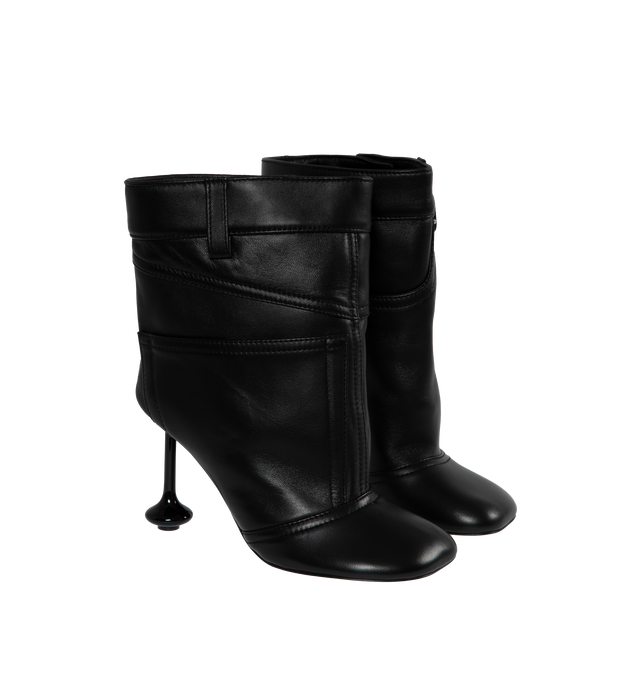 Image 2 of 4 - BLACK - LOEWE TOY PANTA BOOT  crafted of leather, featuring belt loops and pants back pocket design, 90mm heel and square toe. Pull-on style. Made in Italy. 