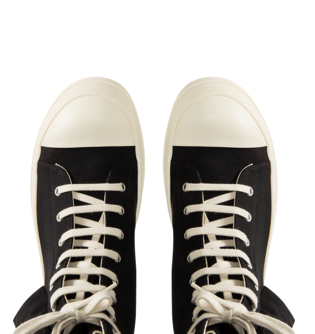 Image 5 of 5 - BLACK - DRKSHDW Cargo Sneaks Sneakers featuring cotton upper with rubber sole, lace-up front and side zip closure, calfskin leather toe cap and side cargo pocket with zip closure. Made in Italy.