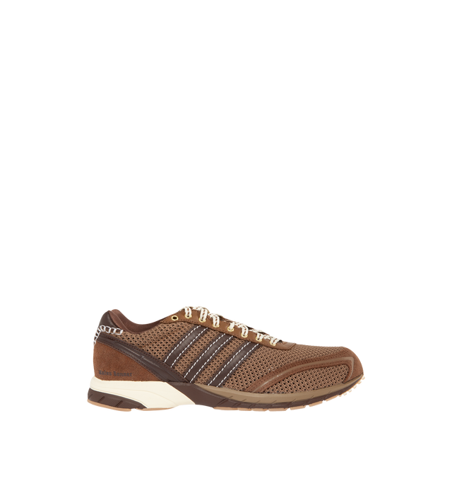 Image 1 of 5 - BROWN - ADIDAS x Wales Bonner Adizero Adios Mesh Sneaker featuring regular fit, leather and textile upper, textile sockliner and rubber outsole. Made in Vietnam.