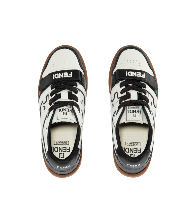 Image 5 of 5 - WHITE - FENDI Match Sneaker featuring low-top, lace-up and strap with Fendi lettering. Rubber sole with Fendi lettering on the side. Made in Italy. 