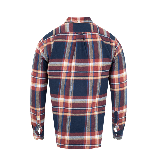 Image 2 of 2 - MULTI - GITMAN BROS Brushed Winter Madras Shirt featuring 7oz Japanese cotton fabric, front button closure, single chest pocket, plaid and pre-shrunk. 100% cotton.