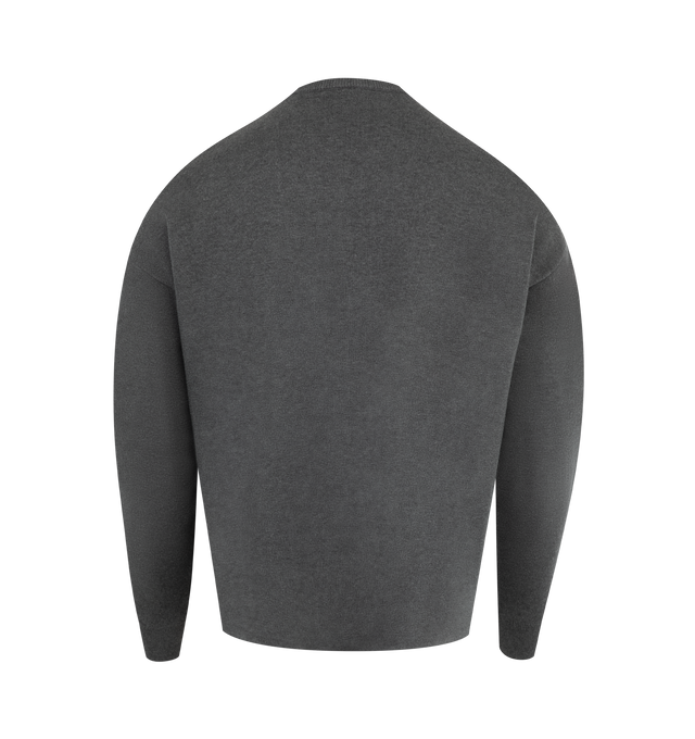 Image 2 of 2 - GREY - Loewe Men's Sweater in medium-weight cotton blend featuring an Anagram intarsia on the chest patch pocket. Relaxed fit, regular length featuring double face stitch, round neck, ribbed collar and cuffs, self-start hem. Cotton/Viscose. Made in Italy.