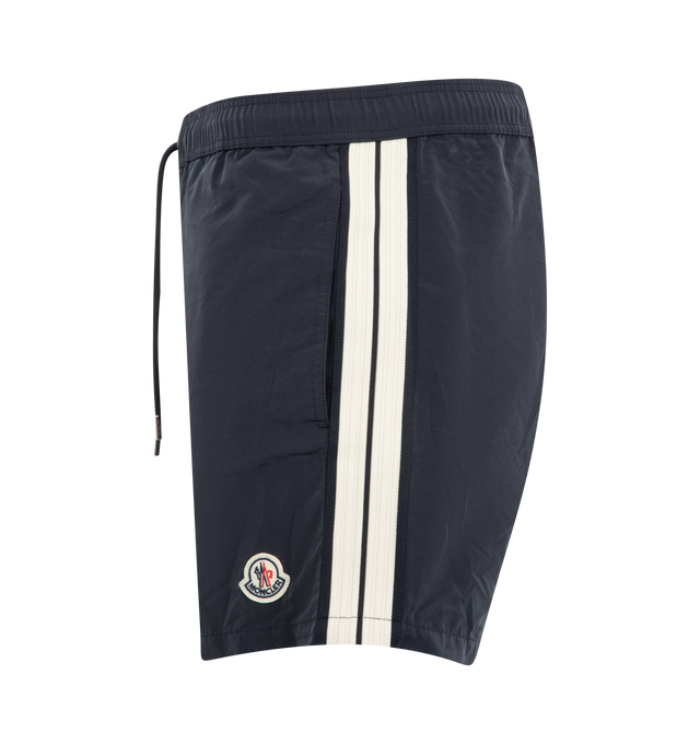 Image 3 of 3 - NAVY - MONCLER Swimwear featuring nylon technique, micro mesh lining, zipped pockets and back pocket with snap button closure. 100% polyamide/nylon.