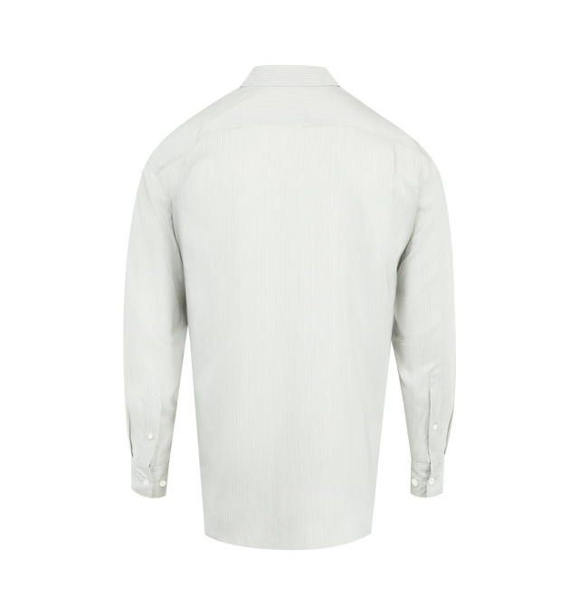 Image 2 of 2 - GREY - THE ROW Granada Shirt featuring a classic button-up shirt in cotton with curved hem, slim back yoke with side pleats and exposed front placket with mother-of-pearl buttons. 100% cotton. Made in Italy.