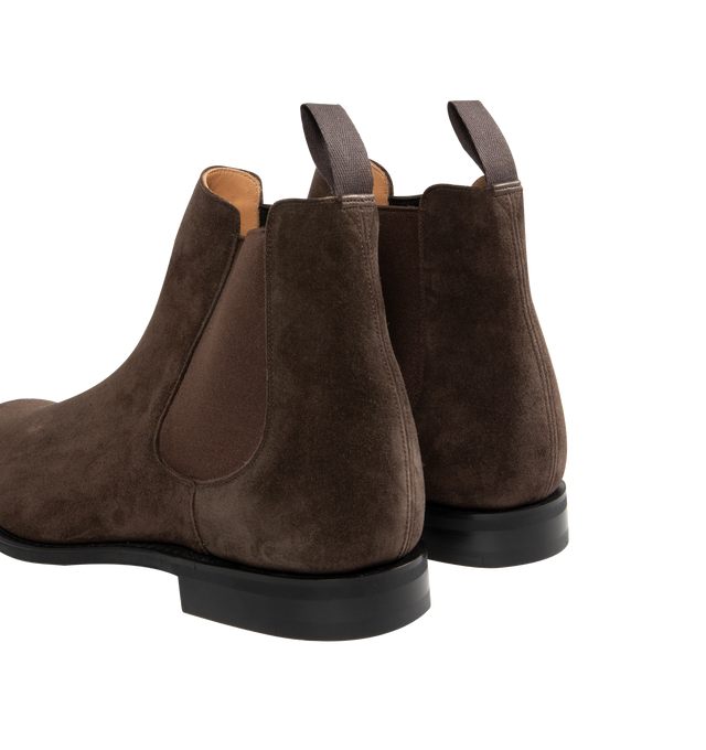 Image 3 of 4 - BROWN - CHURCH'S Amberley 2.0 Deerskin Boot featuring chelsea Boot with side elastic details, deerskin upper, cotton pull-tab at the back, leather lining and footbed and rubber sole with Church's & Co. logo.