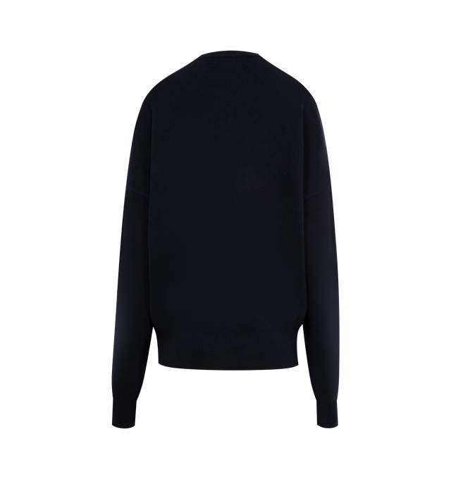 Image 2 of 2 - NAVY - EXTREME CASHMERE Tes Sweater featuring cashmere crew-neck sweater with a comfort fit, long sleeves, dropped shoulders and rib-knitted cuffs and hem. 88% cashmere, 10% nylon, 2% spandex.