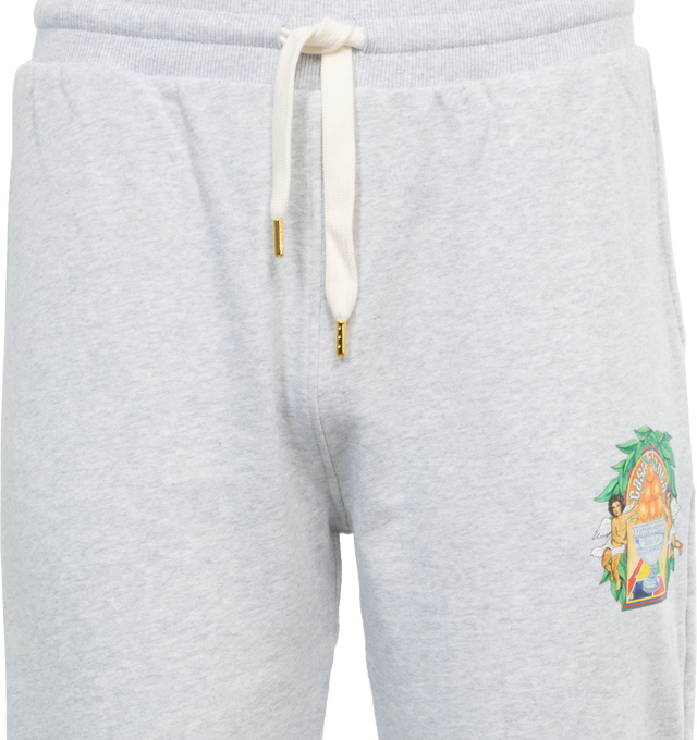 Image 4 of 4 - GREY - CASABLANCA Triomphe D'Orange Sweatpants featuring drawstring fastenings, cuffed leg, side pockets and elasticated waist. 100% organic cotton. 