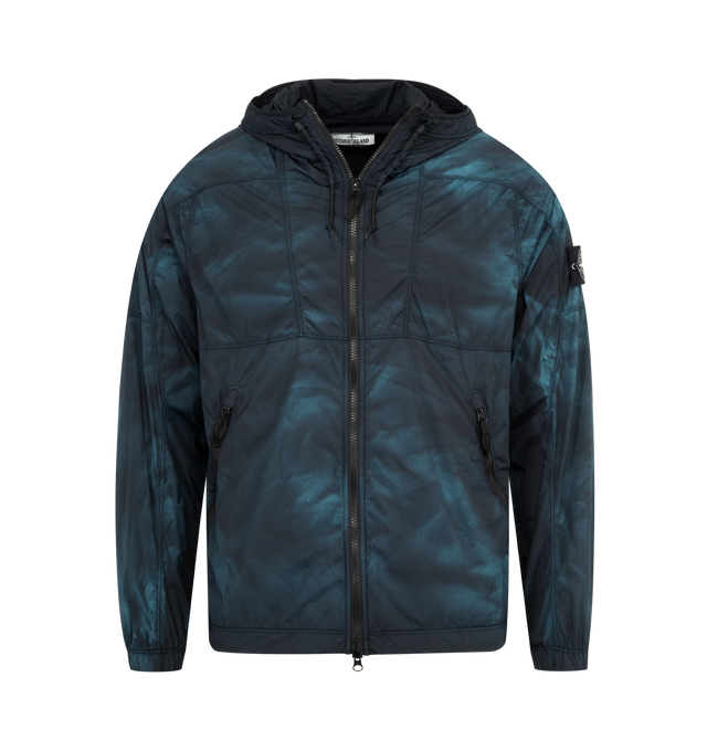Image 1 of 3 - BLACK - STONE ISLAND Waterproof Jacket featuring signature detachable Compass badge, two-way zip fastening, classic hood, front zip pockets and elasticated cuffs. 89% polyamide, 11% elastane.