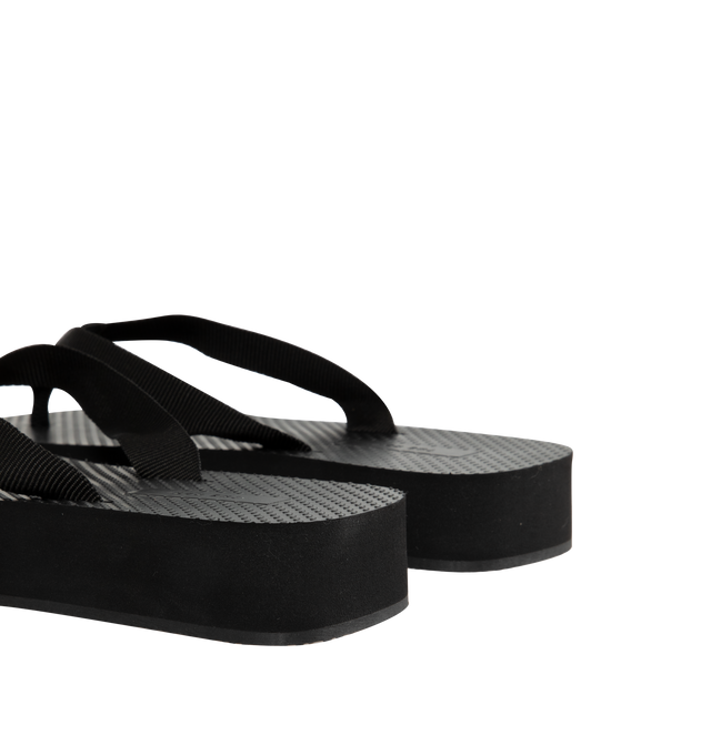 Image 4 of 5 - BLACK - The Row Platform flip-flop sandal in cotton grosgrain with textured footbed and lightweight rubber sole. 66% Cotton, 34% Viscose, synthetic sole. Made in Italy.