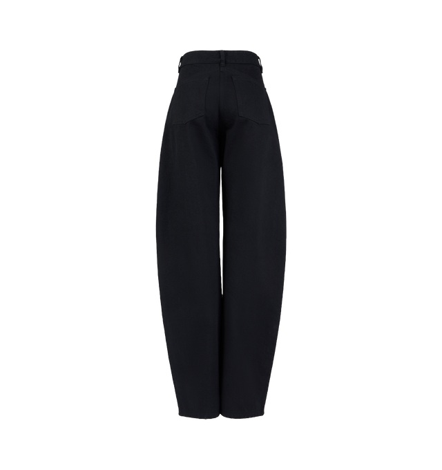 Image 2 of 2 - BLACK - Alaa Women's Round Denim Jeans are crafted from black denim and feature a high-rise waist with the brand's signature round-fit silhouette. Designed with a front zip fly and button fastening, five-pocket construction, and signature Alaa darts at the back, these ankle-length jeans offer a sculpted shape with distinctive volume. Main Material: 99% Cotton, 1% Polyurethane. Pocket Lining: 65% Polyester, 35% Cotton. Made in Italy.