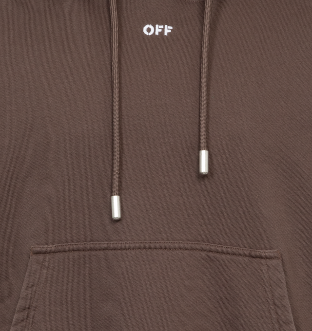 Image 4 of 4 - BROWN - OFF-WHITE CORNELY DIAGS SKATE HOODIE is printed with the brand's logo in small text on the front, has a kangaroo pocket with a hood and is cut from soft cotton-jersey for a loose fit. 100% cotton. 