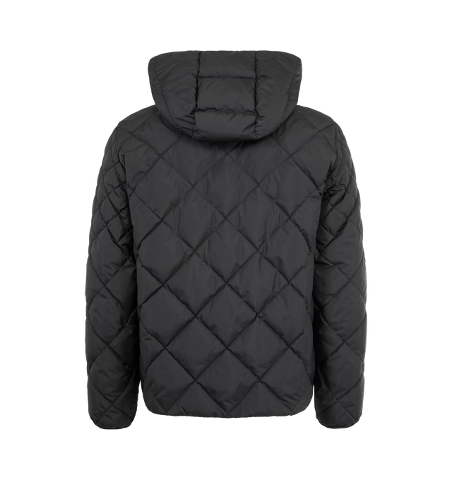 Image 2 of 3 - BLACK - MONCLER Merak Geometric-Quilted Hooded Short Down Jacket featuring micro soft technique, nylon lining, down-filled, adjustable hood, zipper closure, zipped pockets, adjustable cuffs and hem and logo details. 100% polyester. Padding: 90% down, 10% feather.