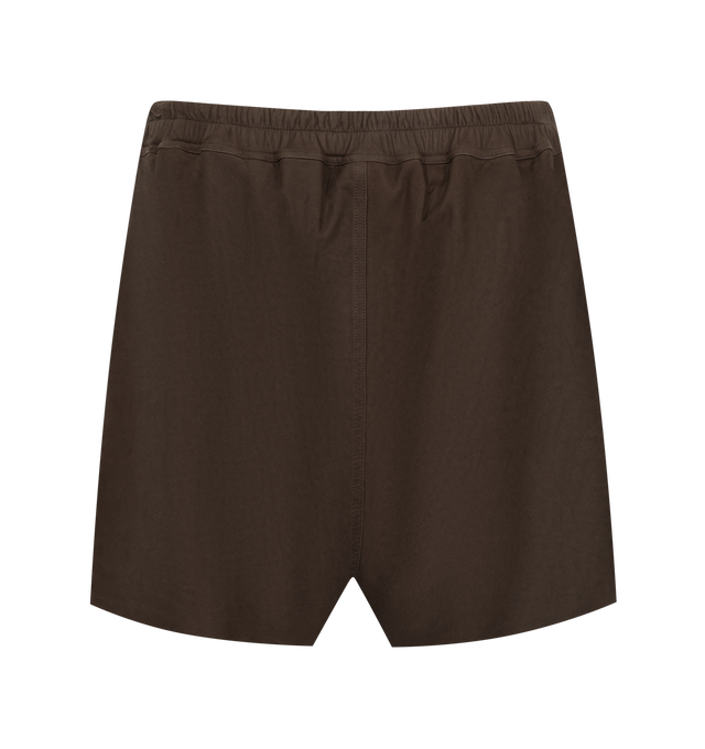 Image 2 of 3 - BROWN - Rick Owens Men's Leather Shorts are crafted from lambskin and feature an drawstring waistband, side pockets, and a contrasting hem, the style is finished with a smooth cupro lining for added comfort. Main Material: 100% lambskin. Lining: 100% cupro.