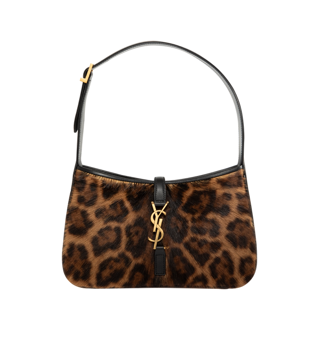 Image 1 of 3 - BROWN - SAINT LAURENT Le 5 7 Hobo Bag in Pony Hair Leather featuring leather tab closure, an interior zipped pocket and adjustable shoulder strap. 9 x 6.2 x 2.5 inches. Calfskin. Made in Italy.