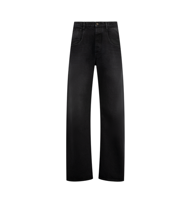 Image 1 of 3 - BLACK - MAISON MARGIELA Double Pocket Trousers featuring straight-leg cut, button fly with belt loops at the waistband, 5 pocket style, relaxed fit and four stitches at the back. 100% cotton. Made in Italy.
