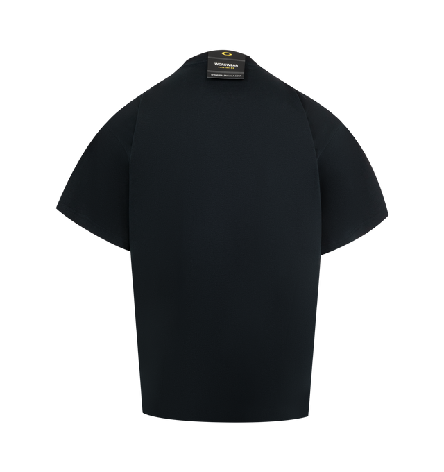 Image 2 of 2 - BLACK - BALENCIAGA Oversized T-Shirt featuring crewneck, short sleeves and logo at front. Made in Portugal. 100% cotton.