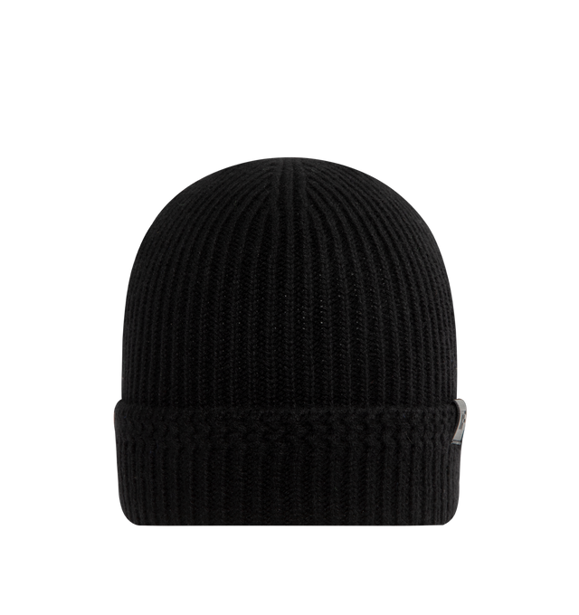 Image 1 of 3 - BLACK - TOM FORD Cashmere Ribbed Beanie featuring soft ribbed cashmere, a subtle logo detail and folded brim. 100% cashmere. Made in Italy.