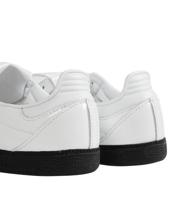 Image 3 of 5 - WHITE - ADIDAS Samba Long Tongue Shoes featuring a fold-over tongue, regular fit, lace closure, patent leather upper and rubber outsole.