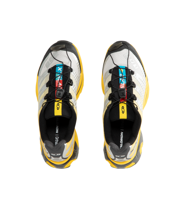 Image 5 of 5 - YELLOW - Salomon Men's XT-4 OG Sneakers are crafted with a lightweight textile and synthetic upper and feature the brand's Agile Chassis System, Quicklace technology, and dual-density EVA cushioning for exceptional stability and comfort. Reviving one of Salomon's iconic trail-running silhouettes, these designer sneakers combine technical performance with archival outdoor style, delivering superior support, durability, and all-terrain traction for both city streets and rugged trails. Main Mate