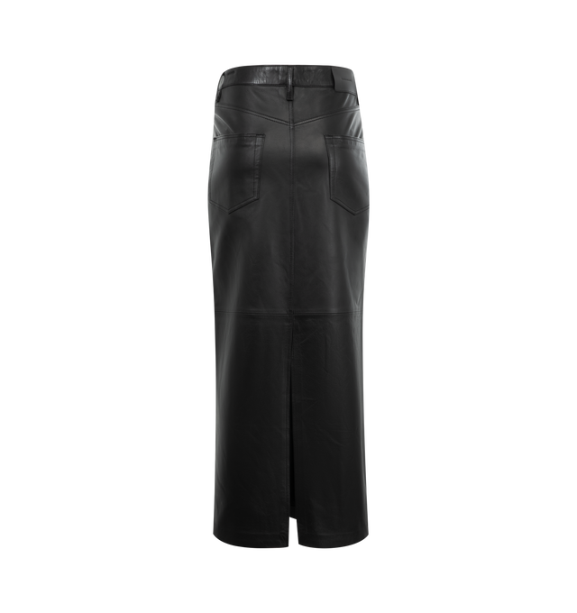 Image 2 of 2 - BLACK - Wardrobe.NYC leather column skirt cut in soft lambskin leather. Featuring a belt-looped waist, pockets with our signature rivets, and a zippered fly. Made in France.Outer: 100% Lambskin.