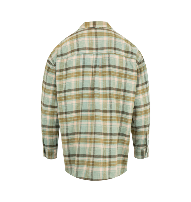 Image 2 of 2 - MULTI - R13 Boyfriend Shirt featuring plaid throughout, collar, drop shoulders, long sleeves, button cuffs, chest flap pockets and button-front closure. 100% cotton.
