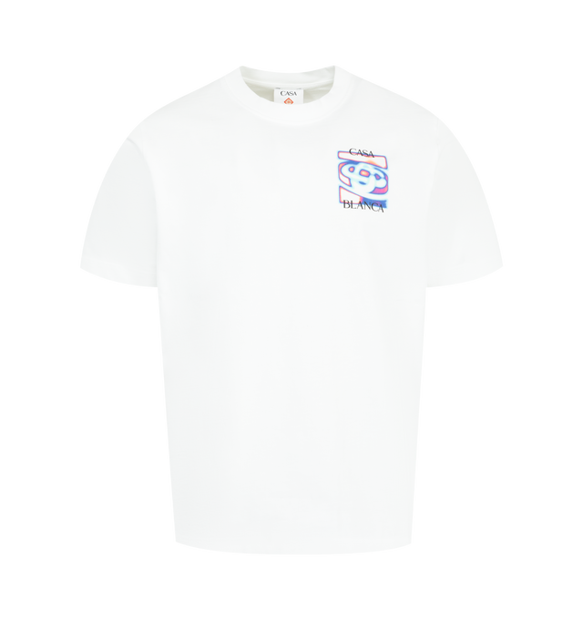 Image 1 of 2 - WHITE - CASABLANCA Heat Map Logo T-shirt featuring short-sleeves, printed design, crew neck and relaxed fit. 100% organic cotton. Made in Portugal.