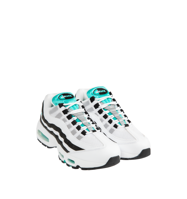 Image 2 of 5 - WHITE - NIKE Air Max 95 OG Sneaker featuring textile and synthetic leather upper, visible Max Air cushioning, flex grooves in the midsole and outsole, foam midsole and rubber outsole.