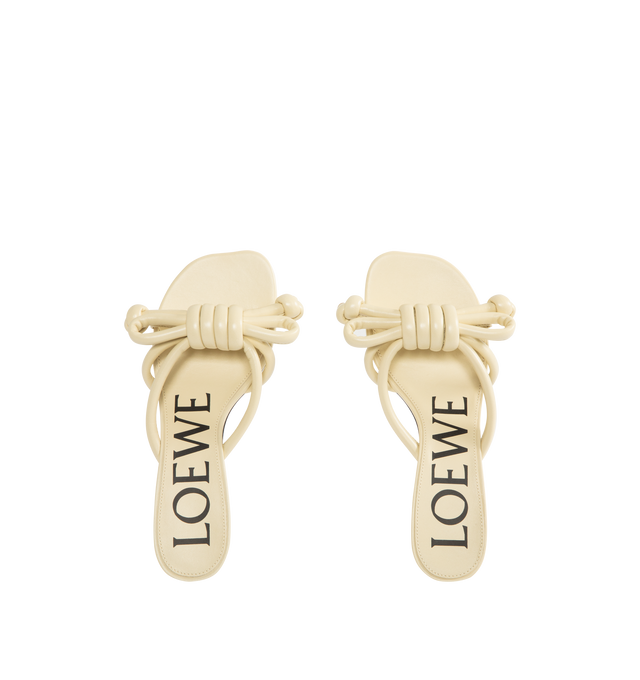 Image 4 of 4 - CHAMPAGNE - LOEWE Flamenco Knot sandal in lambskin featuring an iconic Flamenco knot crafted from tubular nappa cord, a signature petal toe shape, 45mm heel, rubber-injected leather outsole and leather insole. Nappa lambskin. Made in Italy.