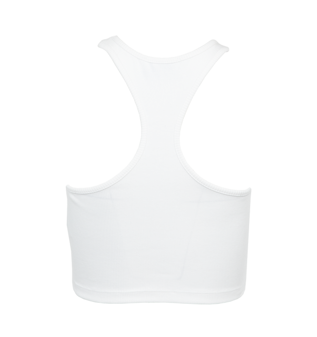 Image 3 of 3 - WHITE - OFF-WHITE Off Stamp Rib Rowing Top featuring sleeveless crop top with OFF logo at front. 98% cotton, 2% elastane. 