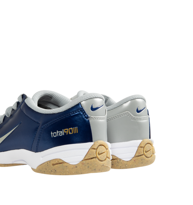 Image 3 of 5 - BLUE - NIKE Total 90 Sneaker featuring authentic soccer style, original quilted upper, asymmetrical lacing, flat rubber sole, synthetic leather upper with Total 90 logos on each side and padded collar.