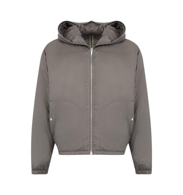 Image 1 of 4 - GREY - DRKSHDW Sealed Winbreaker Jacket featuring padded finish, hood, front zip fastening, long sleeves, side snap-button pockets and elasticated trims. 100% polyester. Padding: 100% nylon.