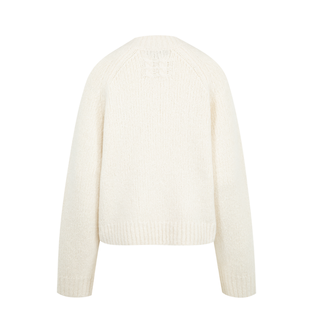 Image 2 of 2 - WHITE - NILI LOTAN Tomaso Sweater featuring heavyweight, lofty mohair knit, crew neckline, long raglan sleeves, loose fit, ribbed cuffs and hem and pullover style. 90% cashmere, 10% silk.