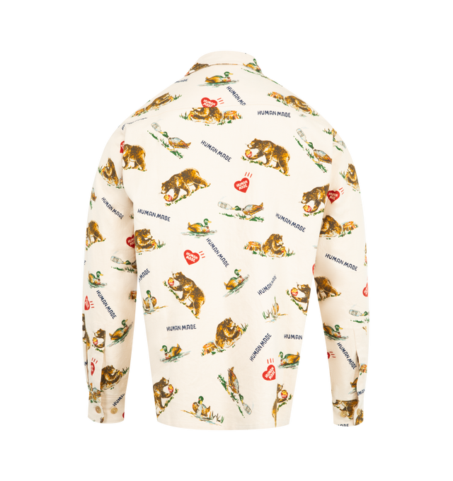 Image 2 of 2 - WHITE - HUMAN MADE Flannel Shirt featuring lightly brushed cotton viyella, 2 chest pockets, button down closure, all-over printed graphics and long sleeves. 100% cotton.