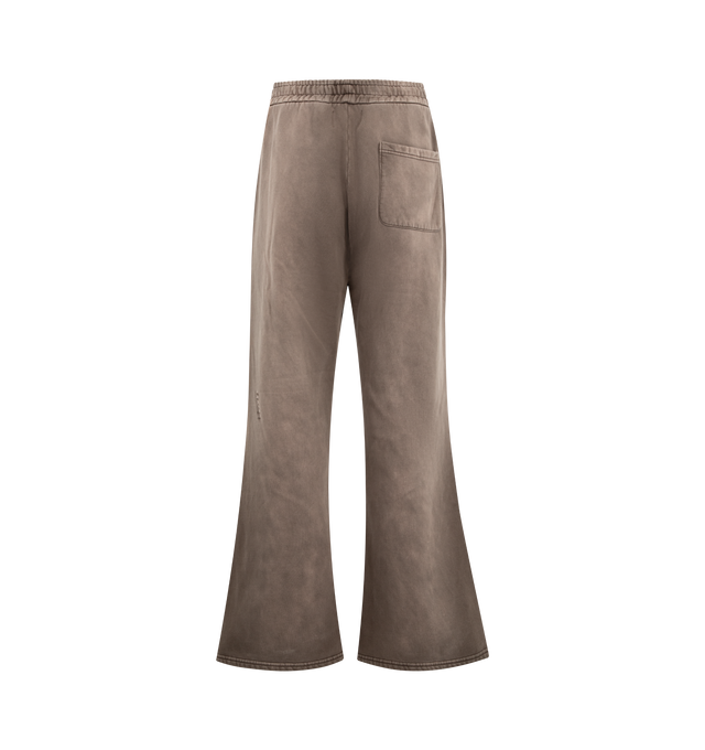 Image 2 of 3 - BROWN - MIDNIGHT RODEO Mr Sweatpant featuring relaxed-fit sweatpants, washed cotton construction, elastic waistband with drawstring closure, side seam pockets, tonal MR logo embroidery, distressed detailing throughout and wide leg silhouette. 100% cotton.