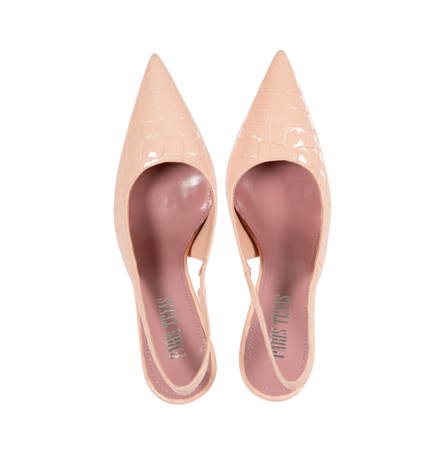 Image 4 of 4 - PINK - PARIS TEXAS Lidia Slingback Pumps featuring croc embossed, slip on, pointed toe and slingback style. 105MM. Leather. Made in Italy.  