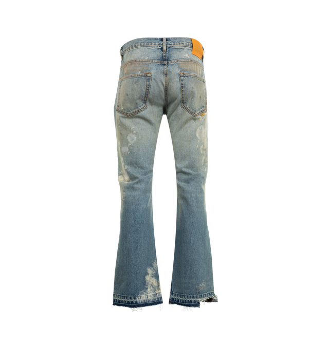 Image 2 of 3 - BLUE - GALLERY DEPT. Greased 646 Jean featuring 646 silhouette with a mid-rise fit, 5-pocket design, flared leg and GD custom hardware. 100% cotton. Made in USA.